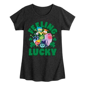Girls' - Inside Out 2 - Inside Out Feeling Lucky Fitted Short Sleeve Graphic T-Shirt - 1 of 4