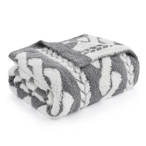 Amelie Home Reversible Plush Knit Throw Blanket - Soft & Cozy Feather Yarn Design - 1 of 4