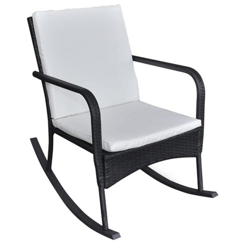 vidaXL Outdoor Rocking Chair with Comfortable Cushions, Weather-Resistant Black Poly Rattan Design, Powder-Coated Steel Frame, Ergonomic - image 1 of 4