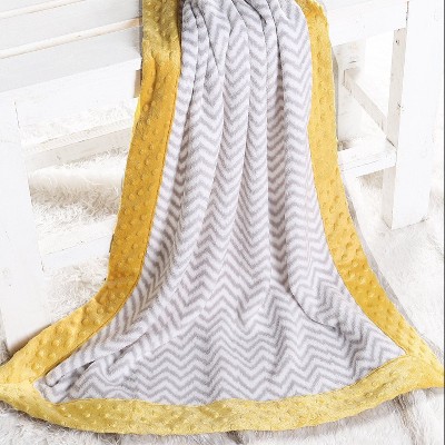 Bacati - Grey Chevron with Solid Border Blanket (Grey Chevron/Yellow Border)