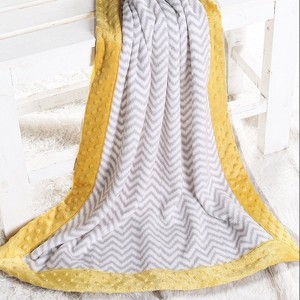 Bacati - Grey Chevron with Solid Border Blanket (Grey Chevron/Yellow Border) - 1 of 4