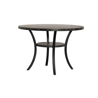 Elegant 48" Gray Round Wooden Dining Table with Industrial Flared Legs