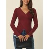 Seta T Women's V Neck Wrap Long Sleeve Criss Cross Casual Pullover Sweater - 2 of 4