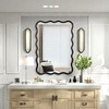 Modern Solid Wood Wavy Mirror, Natural Wood Vanity Mirror Wall Decor, for Bathroom, Bedroom, Living Room, Cloakroom, Entryway - 3 of 4