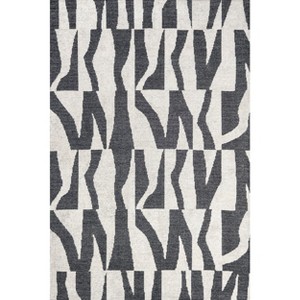 Nuloom Jenice Abstract 4x6 Wool Indoor Area Rug for Living Room Bedroom Dining Room Kitchen, Charcoal/Ivory - 1 of 4