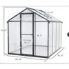 16x8 FT Walk-in Polycarbonate Greenhouses With Sliding Door & Adjustable Vent Window - 2 of 4