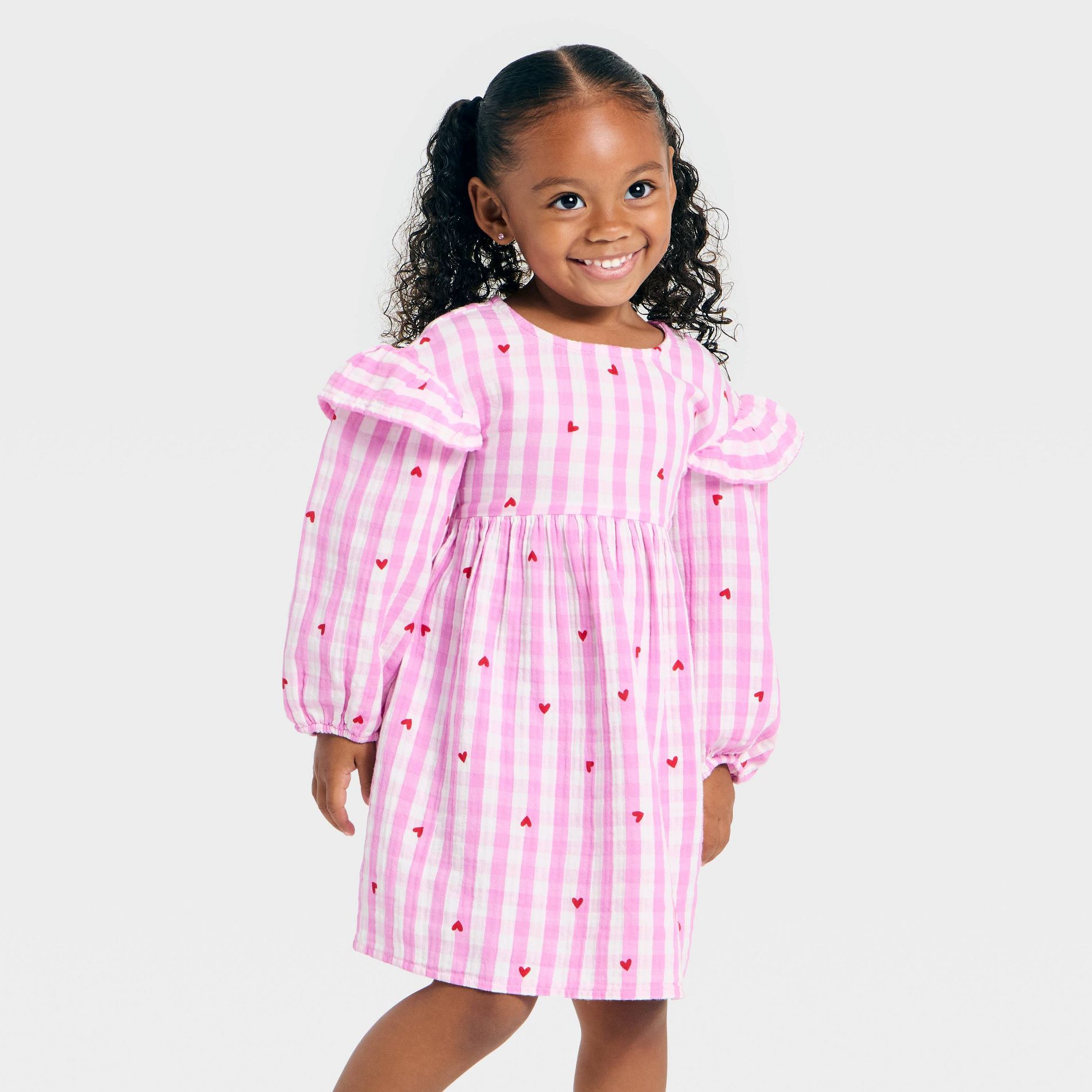 Toddler Girls' Long Sleeve Ruffle Dress - Cat & Jack™ Pink