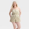 Women's Denim Beach Romper - Universal Thread™ Khaki Green - 4 of 4