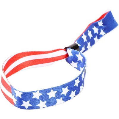 Blue Panda 30 Pack Fabric Wristbands for 4th of July, Single-Use, American Flag Design