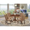 HomeStock 5-Piece Mahogany Finish Solid Wood Top Dining Table with 4 Parson Chair - 2 of 4