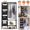NewHome "Portable Closet Wardrobe Organizer with Hanging Rod, Shelf, 4 Storage Bags & 4 Hooks for Clothes" Black - 2 of 4