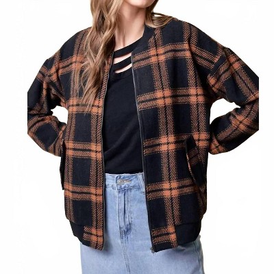 Women's Checker Bomber Jacket - Doe and Rae