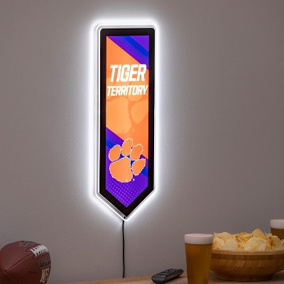 Evergreen Ultra-Thin Glazelight LED Wall Decor, Pennant, Clemson University- 9 x 23 Inches Made In USA