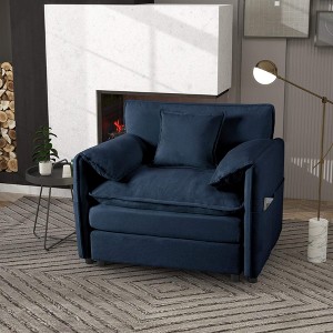 ORRD 41.7" Oversized Upholstered Sofa Chair with Pillow, Beige - 1 of 4