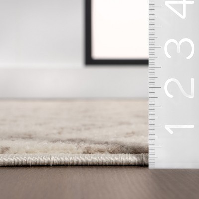 Beige Herringbone Pattern 4' x 6' Synthetic Area Rug
