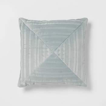18"x18" Luxe Square Velvet Pleated Decorative Pillow Light Teal - Threshold™
