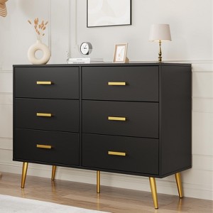 6 Drawer Dresser,Modern Chest of Drawers Organizer Storage with Drawers,Large Storage Cabinet,Modern Design Dresser for Bedroom,Living Room,Porch - 1 of 4