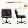 CAVINAS PU Leather Armless Desk Chair, Wide Ergonomic Home Office Chair, Wheel-Less Vanity Chair, 360° Swivel Criss Cross Legged Chair - 4 of 4