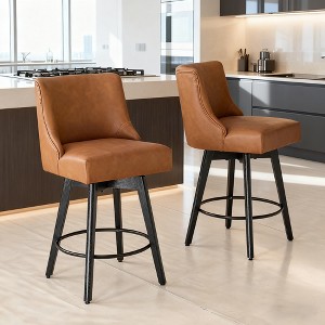 Dyonery Bar Stools Set of 3,Counter Height Stools, 26"Modern Barstools with Metal Legs and Footrest,Armless Counter Chairs with Back for Kitchen - 1 of 4