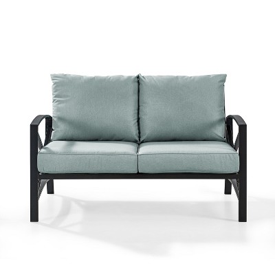 Kaplan Bronze Metal Loveseat with Mist Cushions