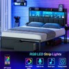 Furnulem Full and Queen Bed Frame with Upholstered Headboard and Storage Drawers, Charging Station and LED Lights, No Box Spring Needed, Noise Free - 4 of 4