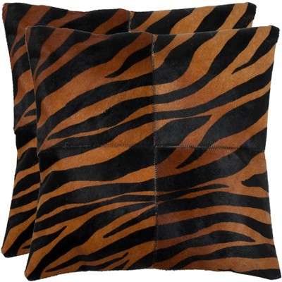 Raquel Pillow (Set of 2) - Black/Brown - 22" x 22" - Safavieh