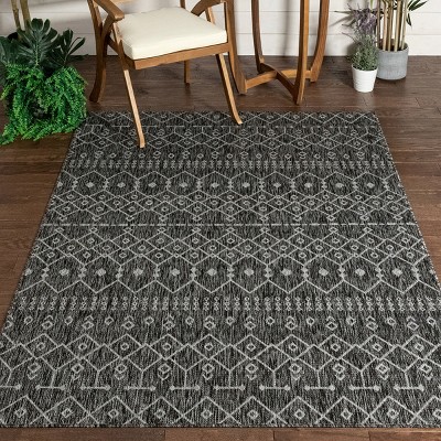 Modern Gray Synthetic 5' x 7' Flat Woven Rectangular Area Rug