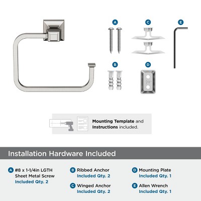 Brushed Nickel 5-3/4 Inch Wall Mounted Towel Ring