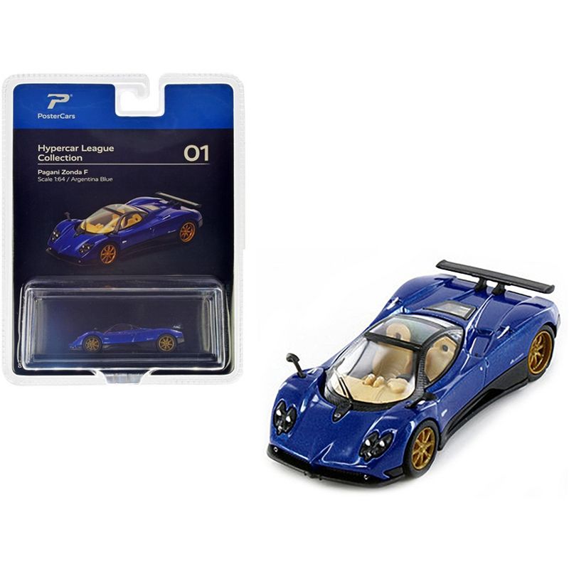 Pagani Zonda F Argentina Blue Metallic "Hypercar League Collection" 1/64 Diecast Model Car by PosterCars, 1 of 4