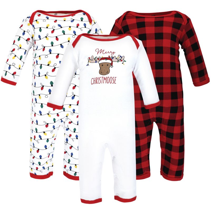 Hudson Baby Infant Boy Cotton Coveralls, Christmoose, 1 of 7