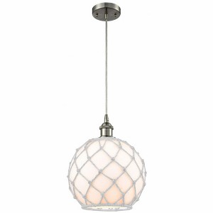 Farmhouse Rope - 1 Light Cord Hung Mini Pendant In Industrial Style-13 Inches Tall and 10 Inches Wide - 1 of 1
