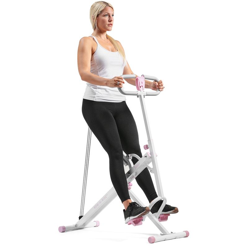 Sunny Health &#38; Fitness Upright Row and Ride Exerciser Rowing Machine - Pink, 3 of 12