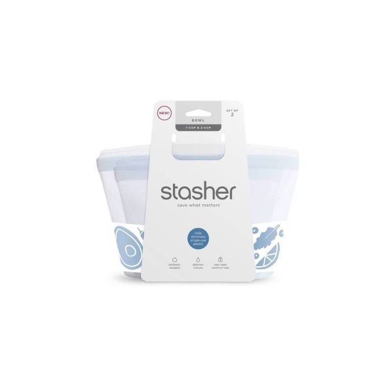 Stasher Reusable Bowls Set - 1 &#38; 2 Cup - 2pk - Clear, 5 of 6