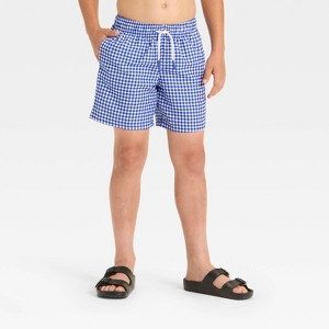 Boys' Gingham Printed Trunks - Cat & Jack™ - 1 of 3
