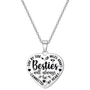 Side by Side Heart Pendant Necklace Personalized Engraved Jewelry Gift - 1 of 4