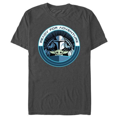 Men's Star Wars: The Mandalorian Ready for Adventure Grogu and Mando Badge T-Shirt - image 1 of 4