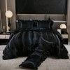 Satin Ruffle Comforter Set with Body Pillow Cover – 4-Piece Luxury Silk-Like Bedding, Soft Lightweight All-Season Quilt - 3 of 4