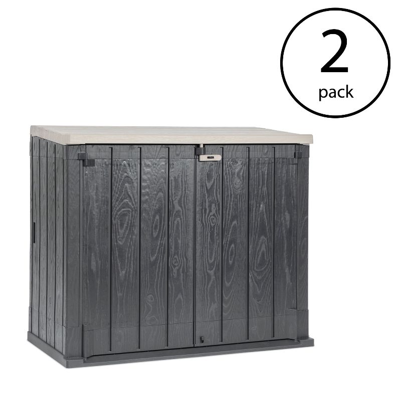 Toomax Storer Plus XL 44 Cubic Foot Resin Weather Resistant Outdoor Horizontal Storage Shed Cabinet for Trash Cans and Yard Tools (2 Pack), 2 of 4