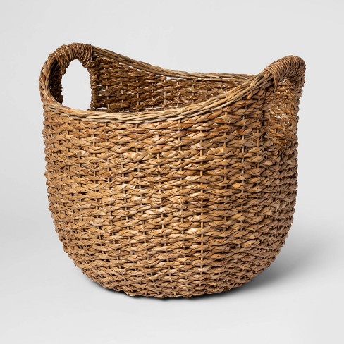 Woven Aseana Large Round Market Basket, Large Round Basket For Blankets