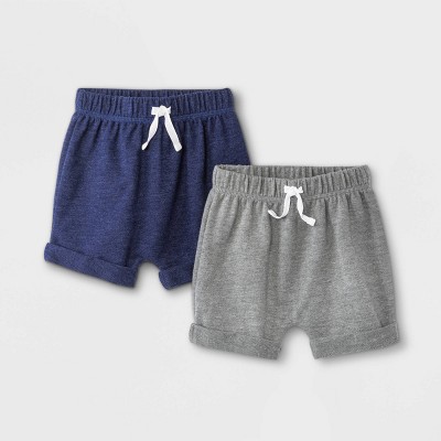 Image of Baby Boys' 2pk Knit Pull-On Shorts - Cat & Jack™ Navy/Gray 0-3M