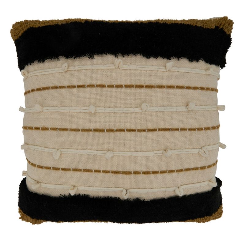 Saro Lifestyle Embroidered Stripe  Decorative Pillow Cover, Gold, 20", 1 of 4