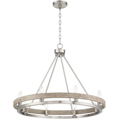 Brushed Nickel Graywood Wagon Wheel Chandelier with 8 Lights
