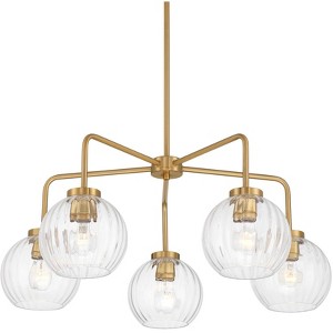 Possini Euro Design Mandy 30" Modern Pendant Chandelier Ceiling Light Fixture Dining Room Over Table Hanging 5-Light Clear Plated Gold Finish - 1 of 4
