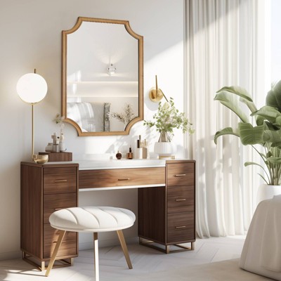 Natural Wood Scalloped Edge Wall Mirror 30" x 40"