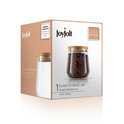JoyJolt JoyFul Large Glass Cookie Jar with Bamboo Lid - 31 oz Food Kitchen Containers Canister — фото 7