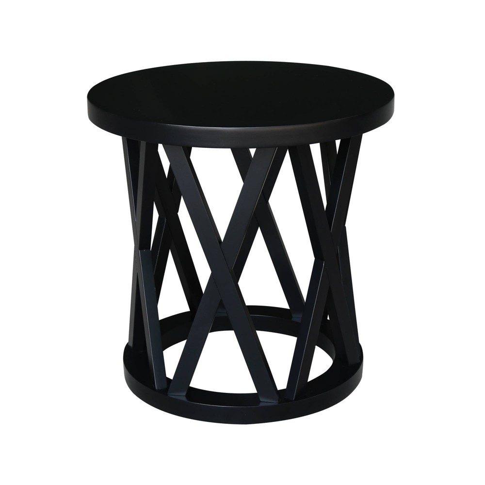 Photos - Coffee Table 24" Ceylon Round End Table Black - International Concepts