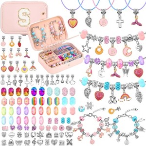 Charm Bracelet Making Kit with 140 Count Beads and Portable Bracelet Box, DIY Jewelry Craft Gift - 1 of 4