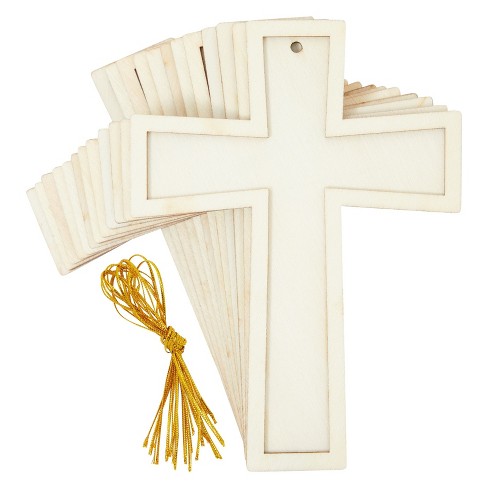 50-Pack Unfinished Wood Cross Cutout, Wooden Cross for DIY Craft