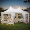 Erommy Party Tent, White Wedding Tent, Octagonal Heavy Duty Canopy with 6 Removable Sidewalls, 6 Church Windows and 2 Pull-Back Doors - 3 of 4