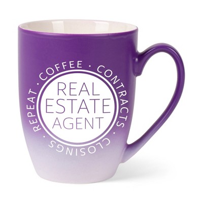 Elanze Designs Coffee Contracts Closings Real Estate Agents Two Toned Ombre Matte Purple and White 12 ounce Ceramic Stoneware Coffee Cup Mug